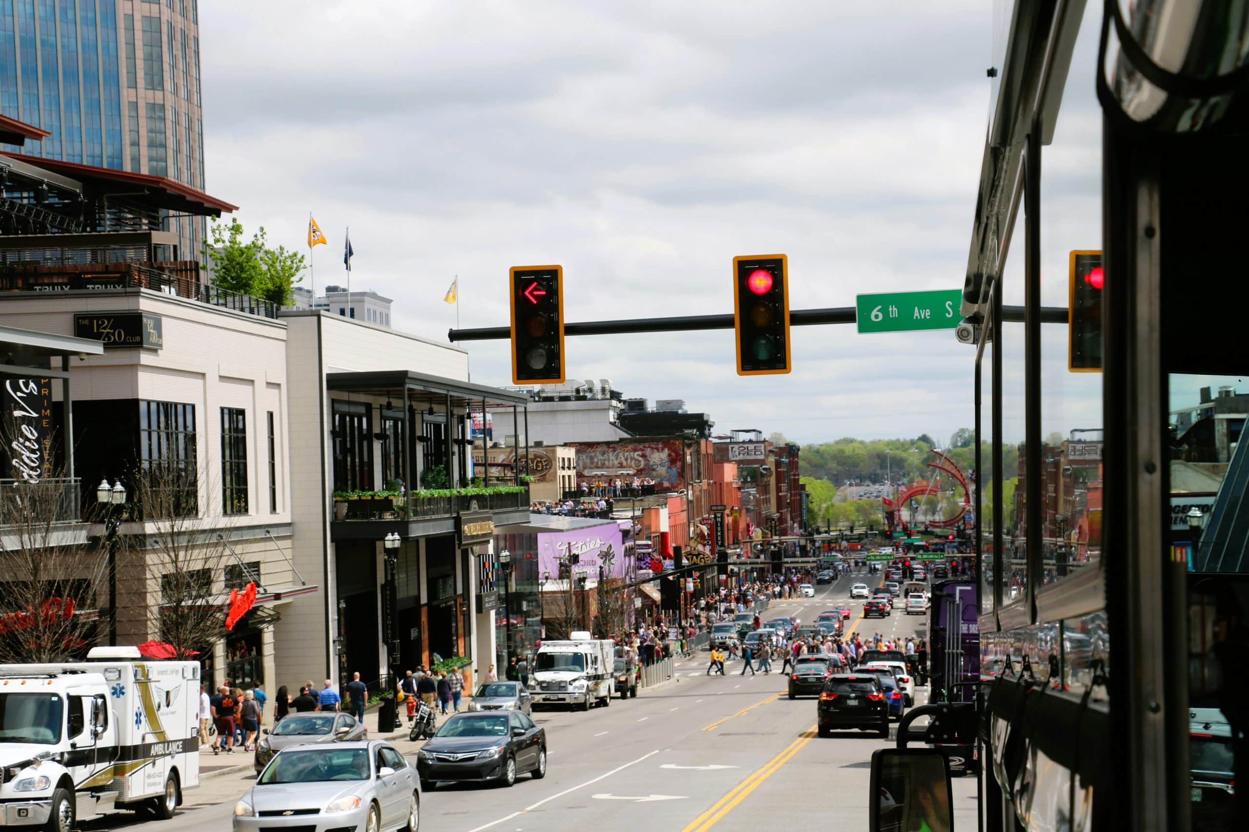 Downtown Nashville Broadway district where many local families and visitors spend time