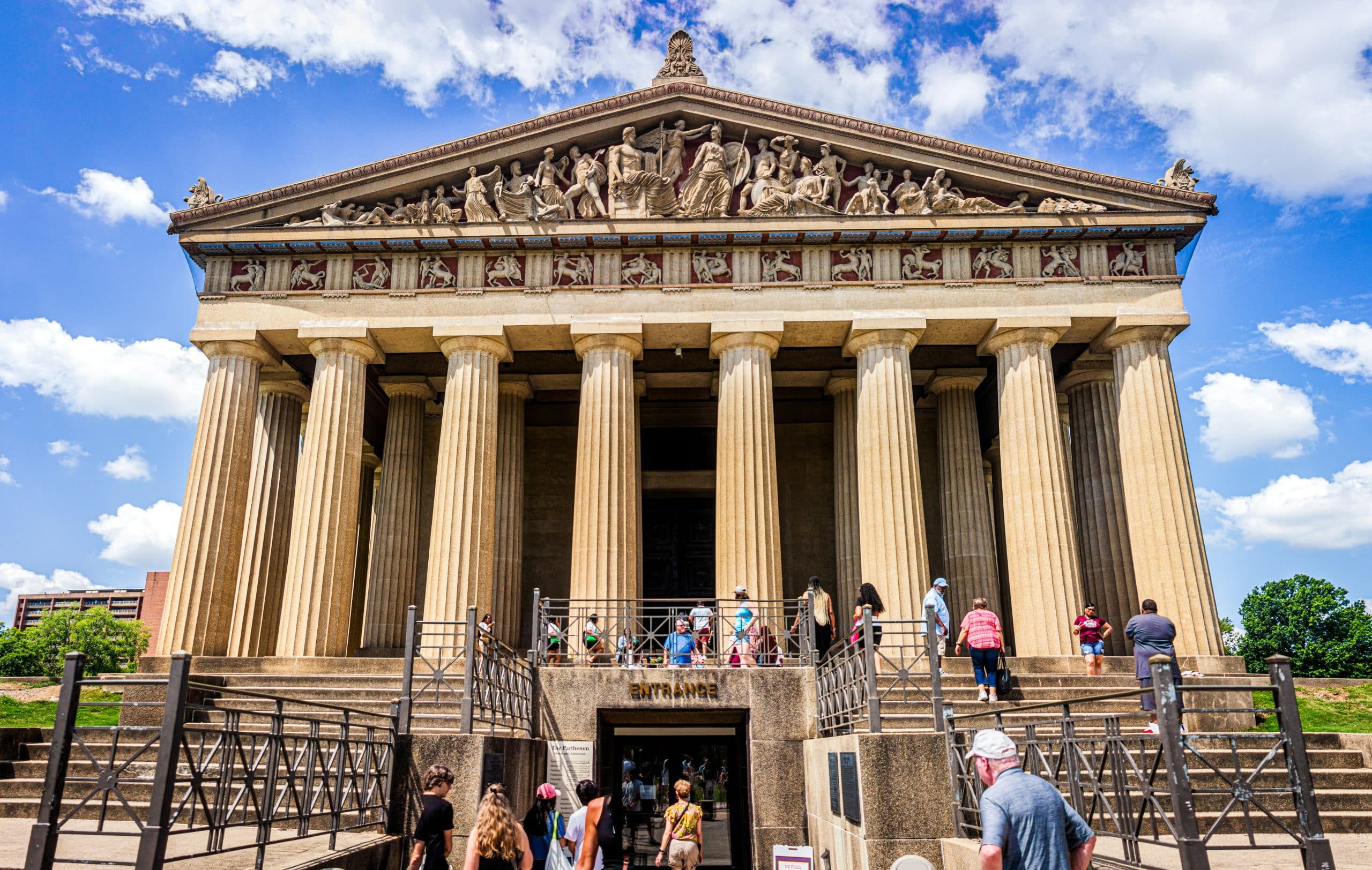 Nashville Parthenon in Centennial Park, a landmark near Nashville family neighborhoods